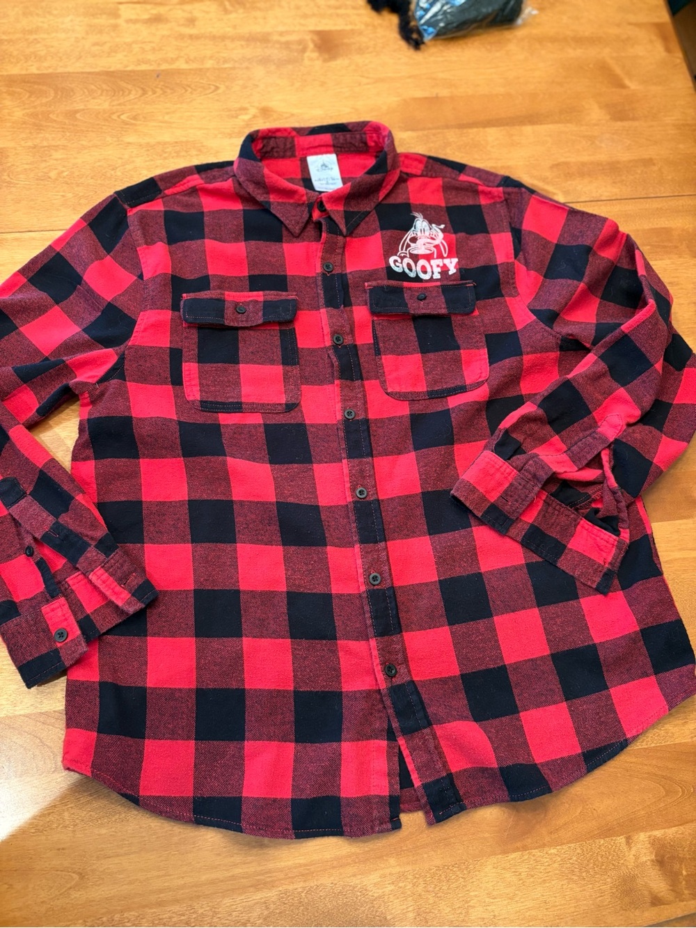 Disney Goofy Red & Black Buffalo Plaid men’s Shirt